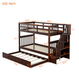 Stairway Twin-Over-Twin Bunk Bed with Twin size Trundle for Bedroom, Dorm, Adults, Espresso( old sku: LP000209AAP ) - Home Elegance USA