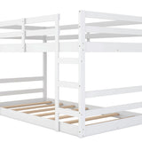 Twin Over Twin Bunk Bed with Ladder, White（OLD SKU：WF282787AAK） - Home Elegance USA