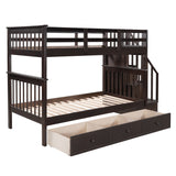 Stairway Twin-Over-Twin Bunk Bed with Three Drawers for Bedroom, Dorm - Espresso(Old sku: LP000309AAP) - Home Elegance USA