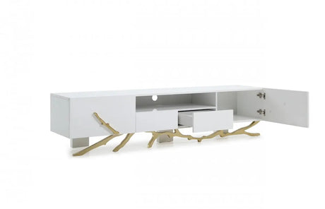 Vig Furniture - Modrest Legend Modern White & Gold Tv Stand - Vgvctv8111-Whtgld