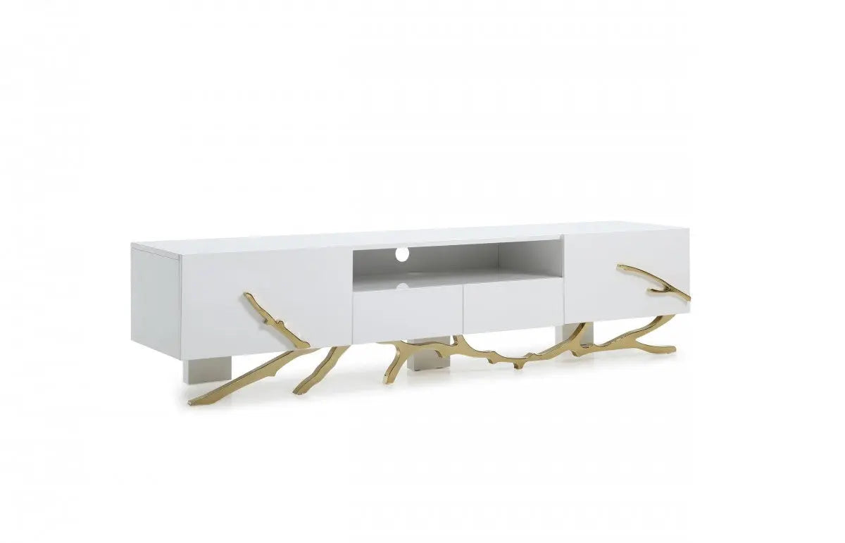 Vig Furniture - Modrest Legend Modern White & Gold Tv Stand - Vgvctv8111-Whtgld