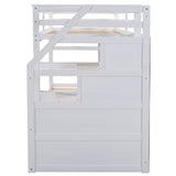 Twin-Over-Twin Bunk Bed with Twin Size Trundle and 3 Storage Stairs,White(OLD SKU :LP000064AAK) - Home Elegance USA