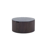 Handmade Round Coffee Table side Table End Table, Fraxinus mandshurica +MDF, Smoky Color, 27.55inch *13.77inch - Home Elegance USA