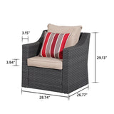 7 Piece PE Wicker Patio Conversation Sets with Beige Cushions