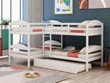 Twin L-Shaped Bunk bed with Trundle-White（OLD SKU:LP000024AAK) - Home Elegance USA