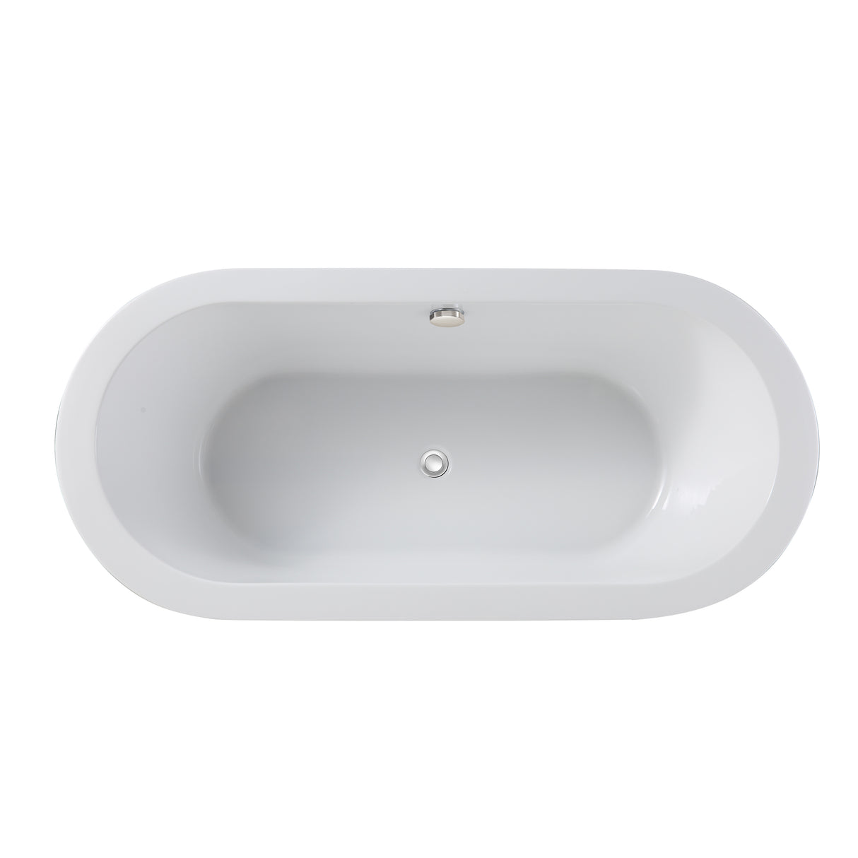 67"L x 31.5\'\'W Acrylic Art Freestanding Alone White Soaking Bathtub with Brushed Nickel Overflow and Pop-up Drain