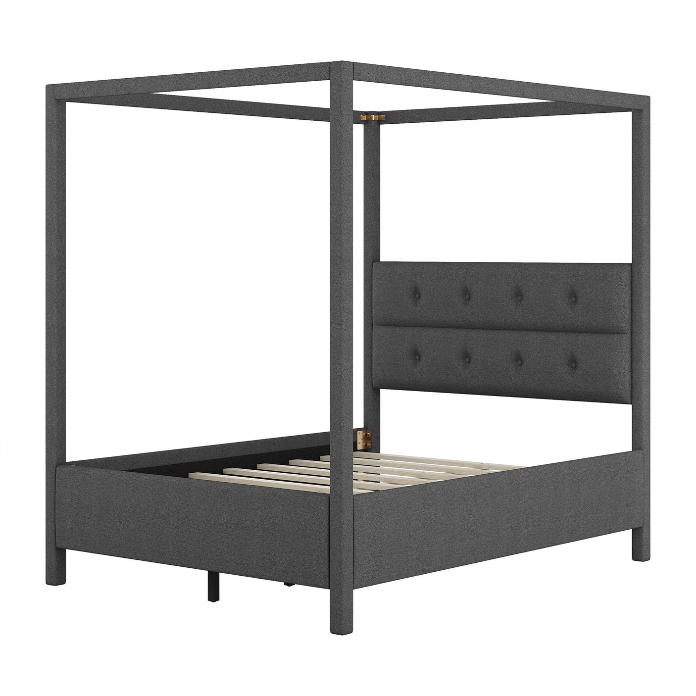 Full Size Upholstery Canopy Platform Bed with Headboard,Gray - Home Elegance USA