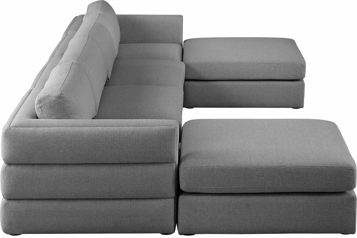 Beckham - Modular Sectional 6 Piece - Gray - Fabric - Modern & Contemporary - Home Elegance USA