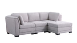 Kristin Light Gray Linen Fabric Reversible Sectional Sofa with Ottoman - Home Elegance USA