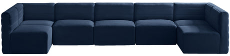 Quincy - Modular Sectional 7 Piece - Navy - Fabric - Home Elegance USA