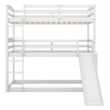 Twin over Twin over Twin Adjustable Triple Bunk Bed with Ladder and Slide,White(OLD SKU:SM000508AAK) - Home Elegance USA