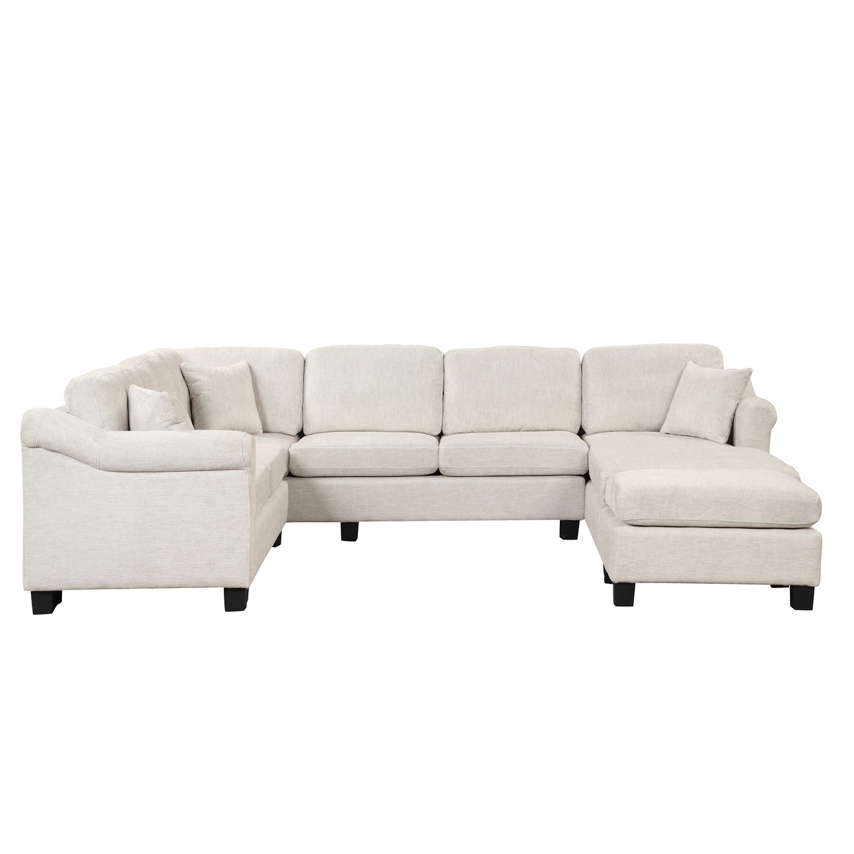 122.1" *91.3" 4pcs Sectional Sofa with Ottoman with Right Side Chaise velvet fabric White | Home Elegance USA