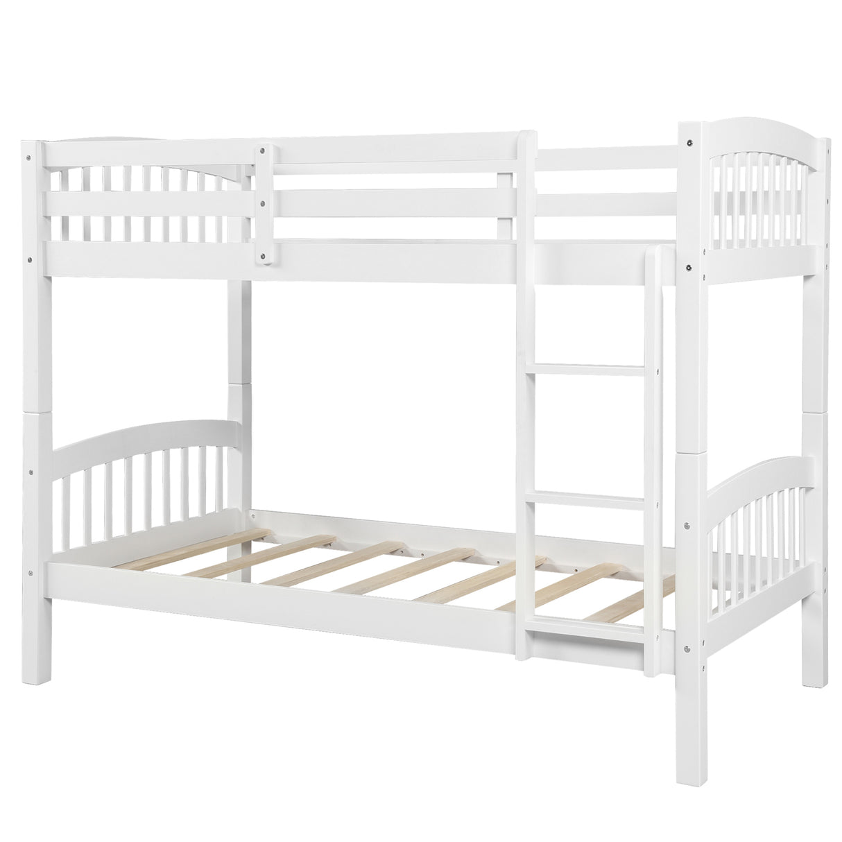 Twin Over Twin Bunk Bed with Ladder,White ( OLD SKU: LP000066AAK) - Home Elegance USA