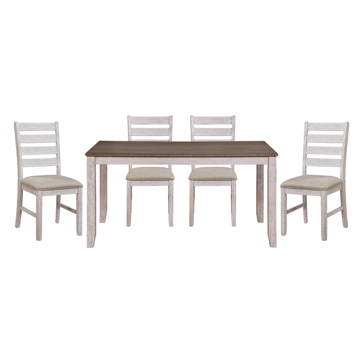 Transitional Design Rectangular 1pc Dining Table Grayish White and Brown Finish Furniture - Home Elegance USA