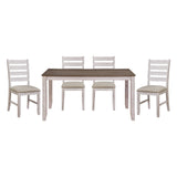 Transitional Design Rectangular 1pc Dining Table Grayish White and Brown Finish Furniture - Home Elegance USA