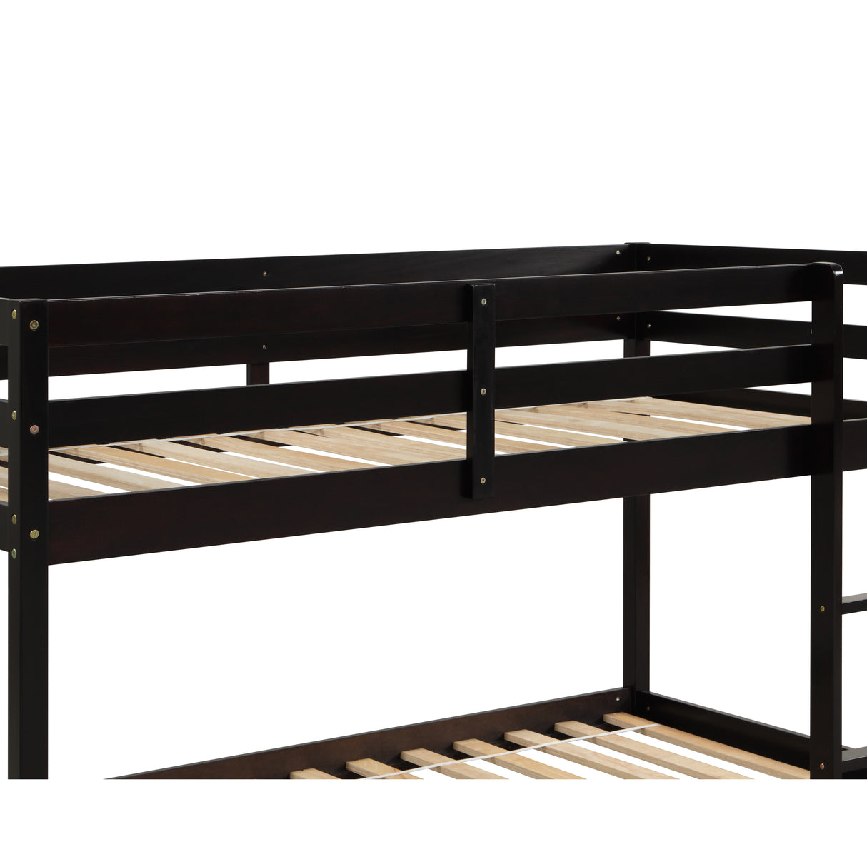 Twin over Twin Floor Bunk Bed,Espresso(Old Sku:W50430321) - Home Elegance USA