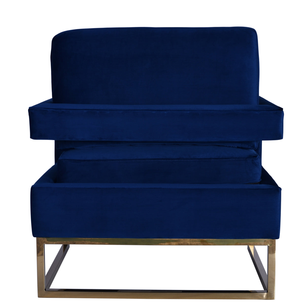 Modrest Edna Modern Blue Velvet & Gold Accent Chair - Home Elegance USA