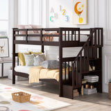 Stairway Twin-Over-Twin Bunk Bed with Storage and Guard Rail for Bedroom, Dorm, Espresso color(OLD SKU :LP000109AAP) - Home Elegance USA