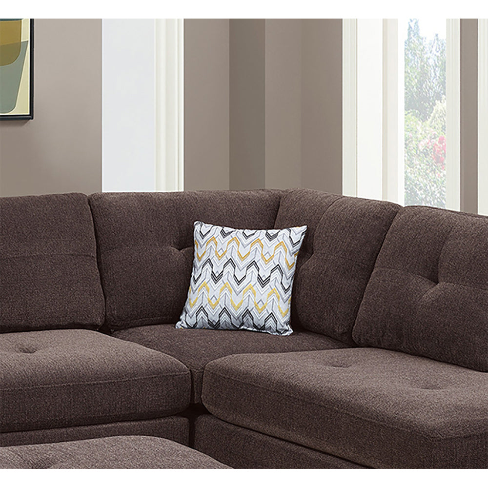 Chenille Reversible Sectional Sofa with Ottoamn in Dark Coffee - Home Elegance USA
