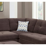 Chenille Reversible Sectional Sofa with Ottoamn in Dark Coffee - Home Elegance USA