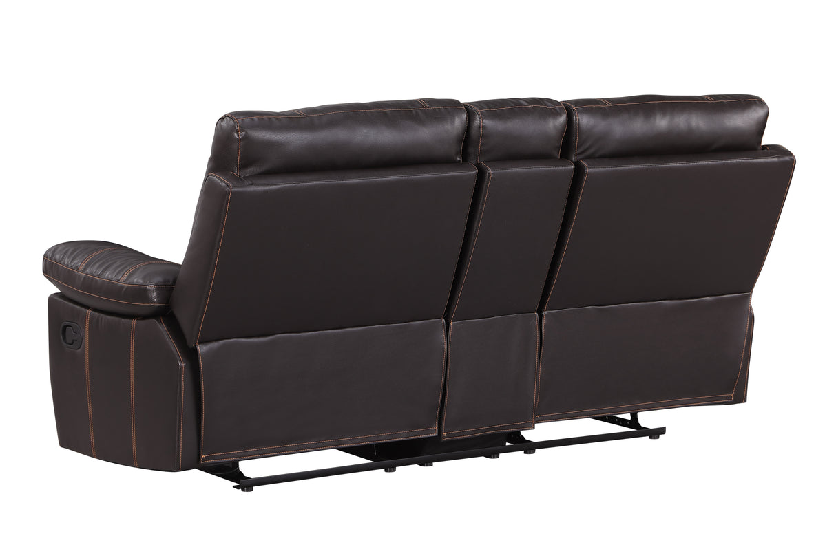 Global United Leather-Air Recliining  Console Loveseat Home Elegance USA