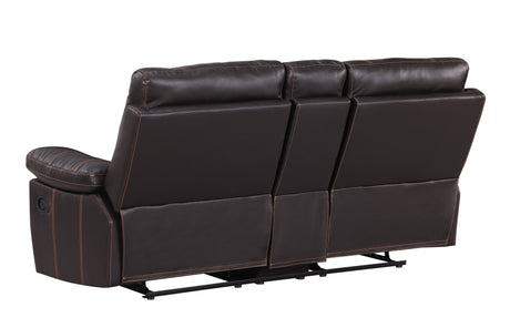 Global United Leather-Air Recliining  Console Loveseat Home Elegance USA