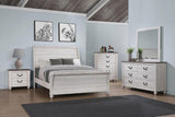 Stillwood - 5 Piece Eastern King Panel Bedroom Set - White - Home Elegance USA