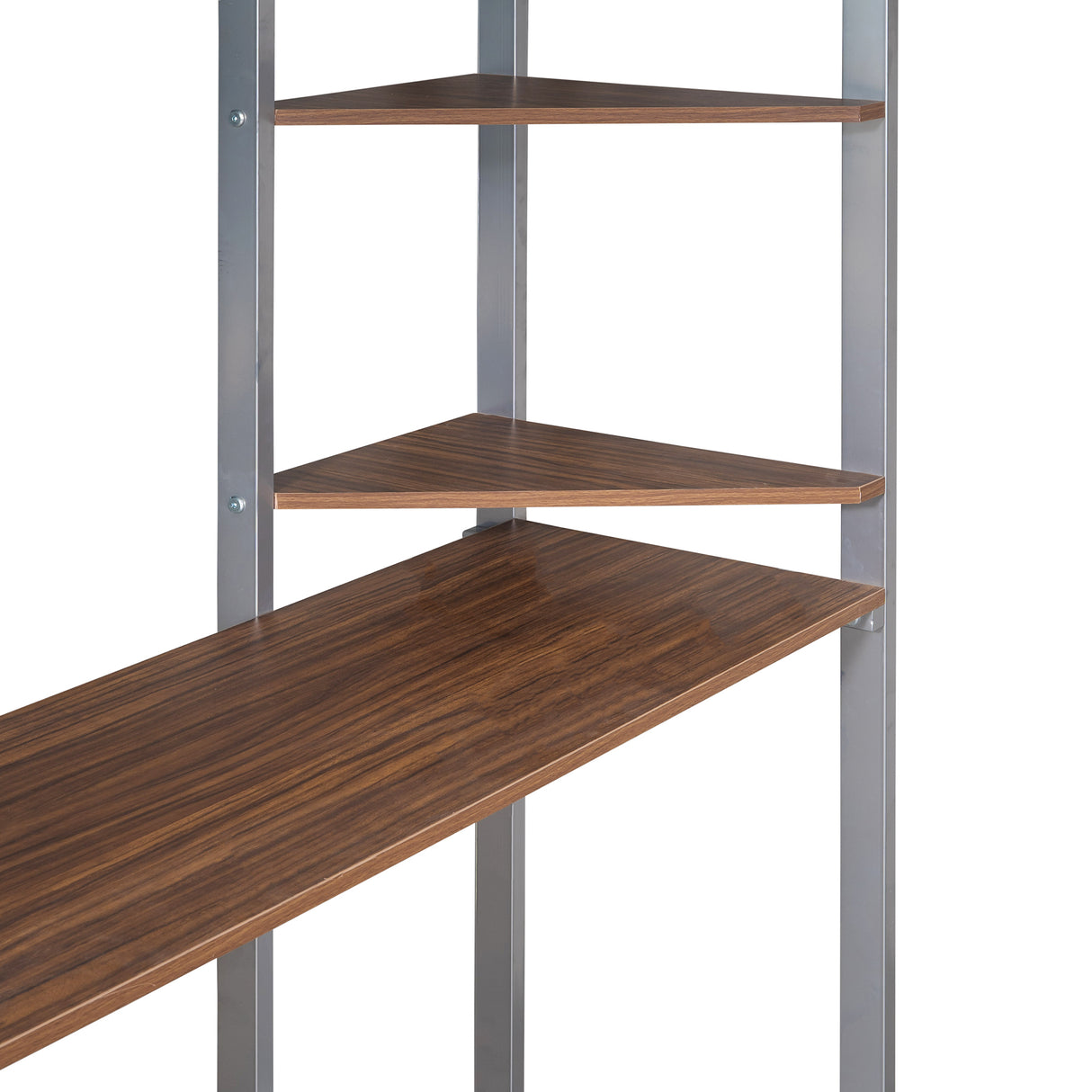 Full Size Metal Loft Bed with 2 Shelves and one Desk ,Silver (Old SKU: LP000191AAN )