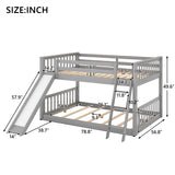 Full over Full Bunk Bed with Convertible Slide and Ladder, Gray - Home Elegance USA