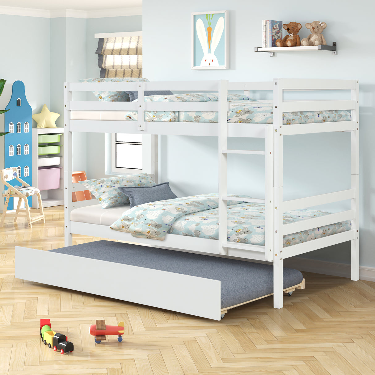 TWIN BUNKBED WITH TRUNDLE - Home Elegance USA