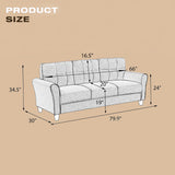 79.9" Modern Living Room Sofa Linen Upholstered Couch Furniture for Home or Office ,Light Grey,(3 - Seat,Old Sku:WF288519AAR) - WF300332AAR - image - 2