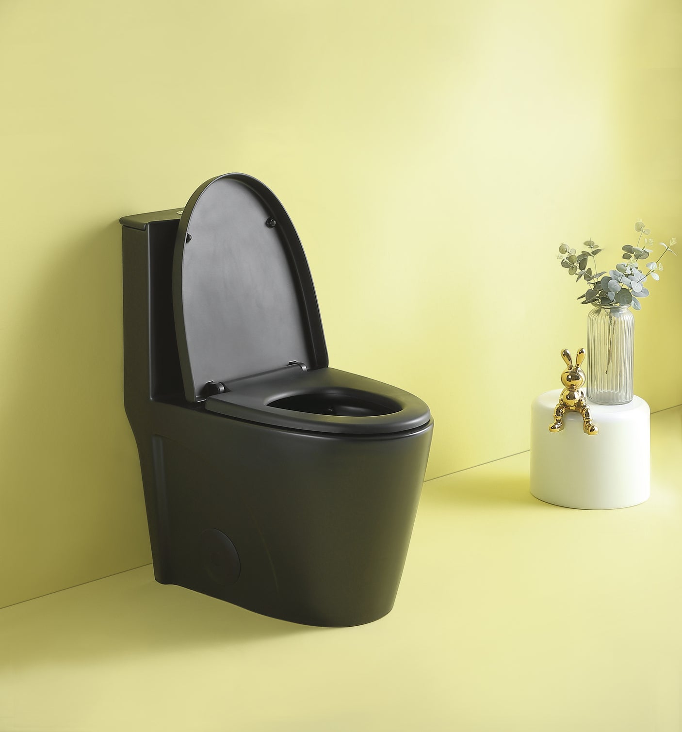 15 5/8 Inch 1.1/1.6 GPF Dual Flush 1-Piece Elongated Toilet with Soft-Close Seat - Matte Black 23T01-MB