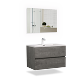 29'' Wall Mounted Single Bathroom Vanity in Ash Gray With White Solid Surface Vanity Top