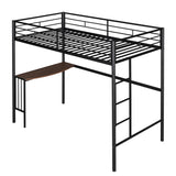 Twin Over Full Metal Bunk Bed with Desk, Ladder and Quality Slats for Bedroom, Metallic Black（OLD SKU :LP000092AAB） - Home Elegance USA