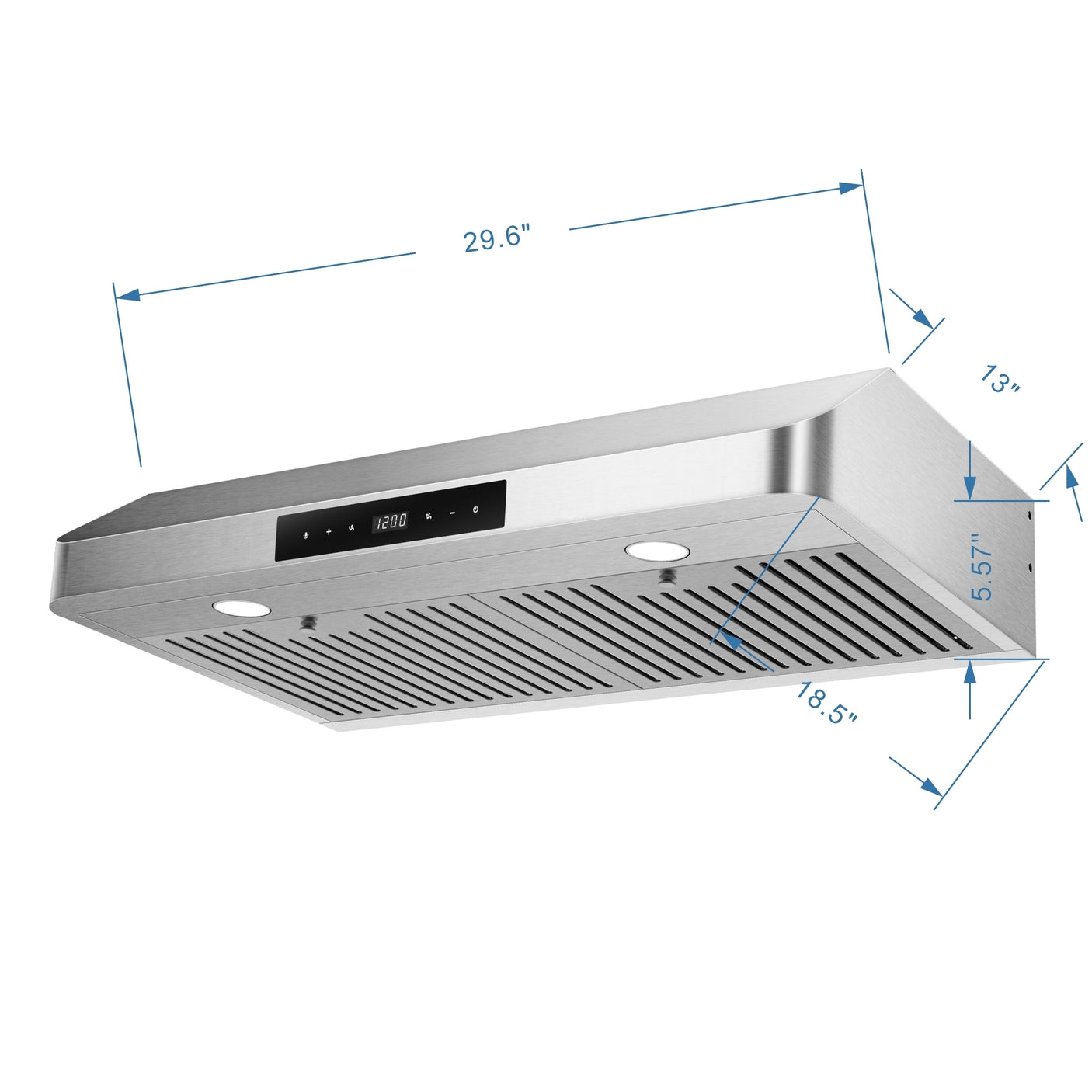 30 inch Under Cabinet Stainless Steel Range Hood with Dual Motors, LED Screen Finger Touch Control