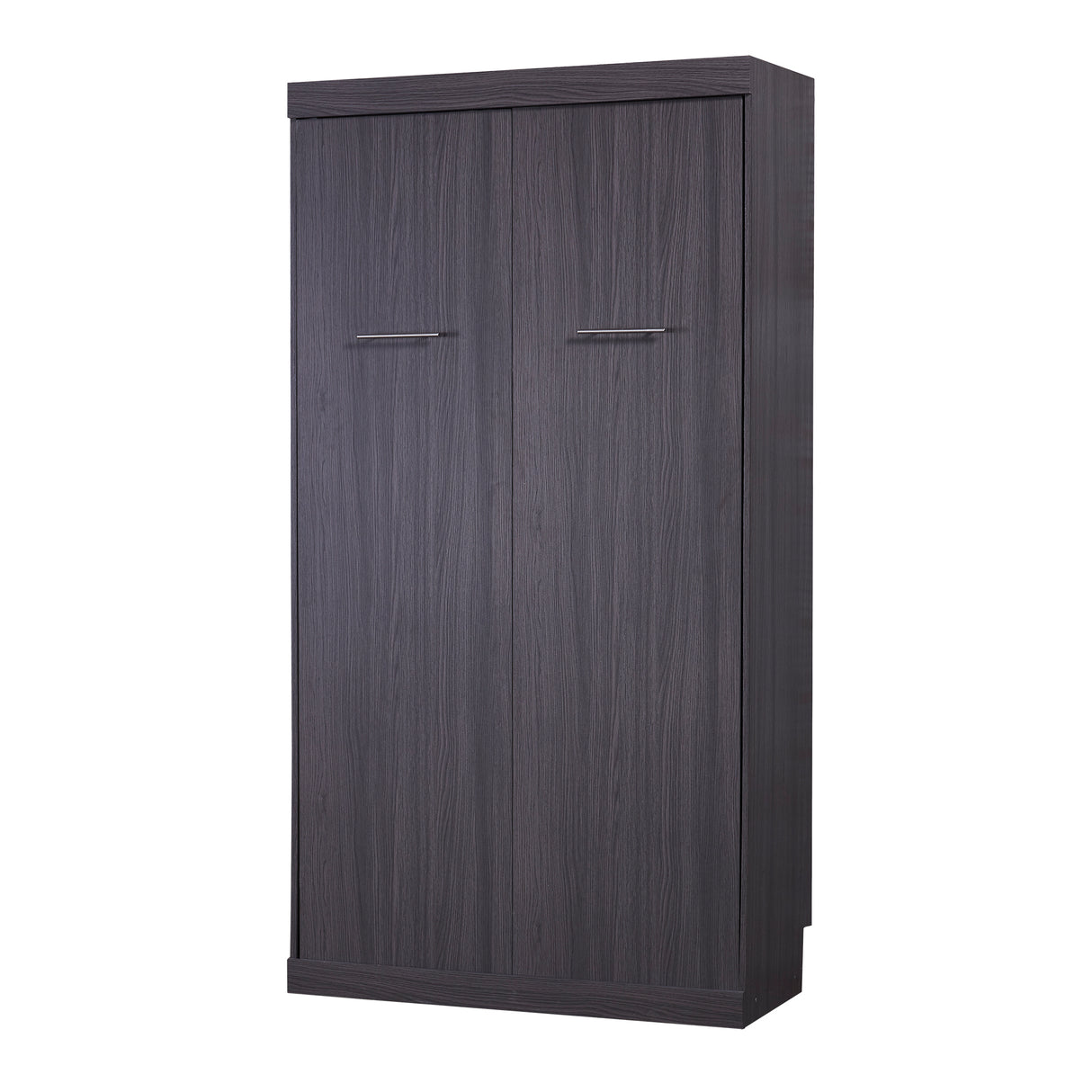 Twin Size Murphy Bed with Wardrobe and Drawers, Storage Bed, can be Folded into a Cabinet, Gray - Home Elegance USA