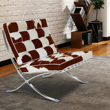 Horsehair Real Leather Lounge chair and Ottoman Home Elegance USA