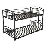 Twin Over Twin Metal Bunk Bed With Slide,Kids House Bed Black - Home Elegance USA