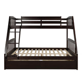 TOPMAX Solid Wood Twin Over Full Bunk Bed with Two Storage Drawers, Espresso