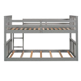 Twin Over Twin Bunk Bed with Ladder, Gray (Old SKU:LP000107AAE) - Home Elegance USA