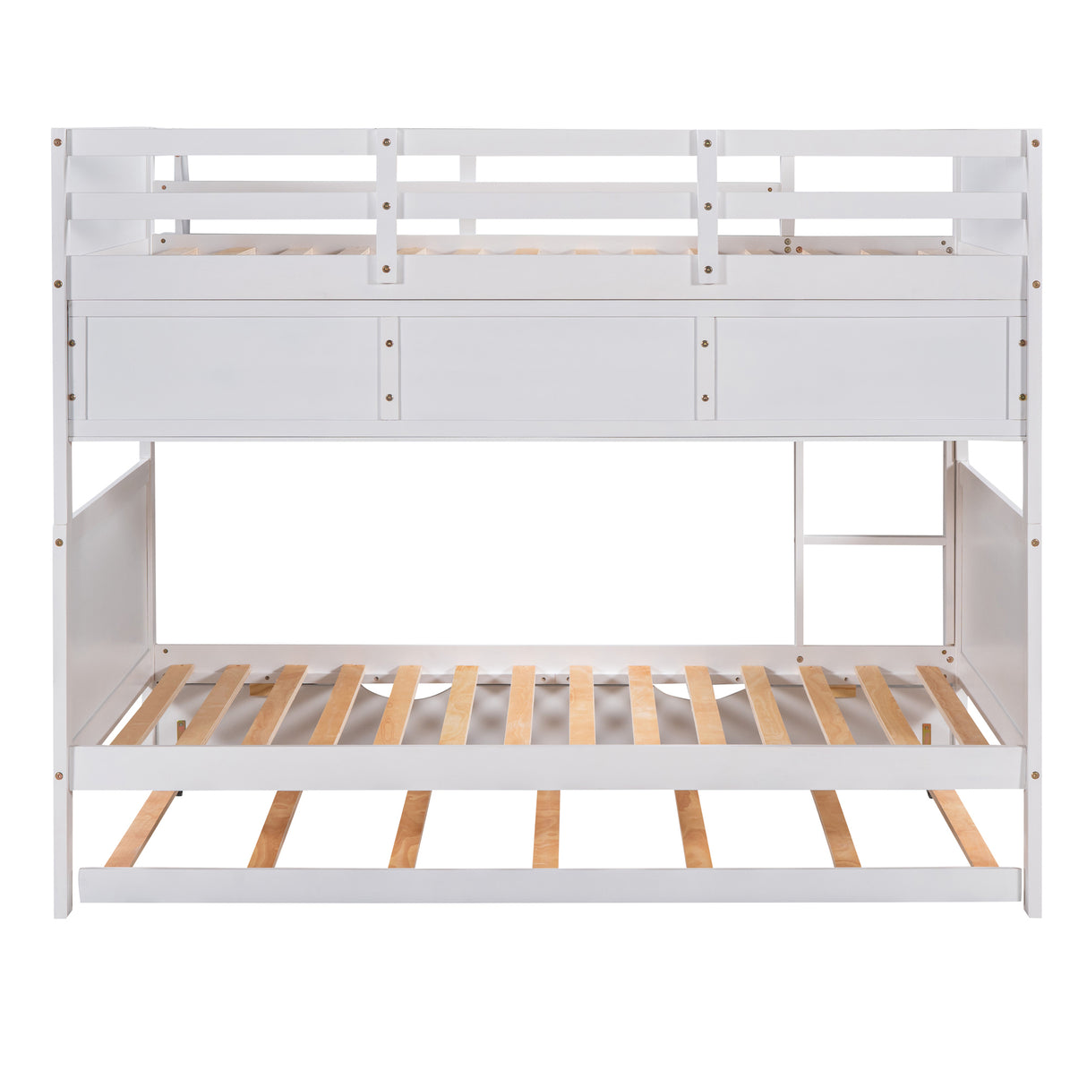 Twin-Over-Twin Bunk Bed with Twin size Trundle , Separable Bunk Bed with Bookshelf for Bedroom -White - Home Elegance USA