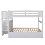 Full over Full Bunk Bed with Twin Size Trundle, White (old sku: LT000026AAK ) - Home Elegance USA