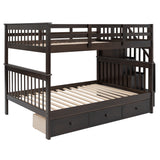 Stairway Full-Over-Full Bunk Bed with Drawer, Storage and Guard Rail for Bedroom, Espresso color( old sku: LP000310AAP ) - Home Elegance USA