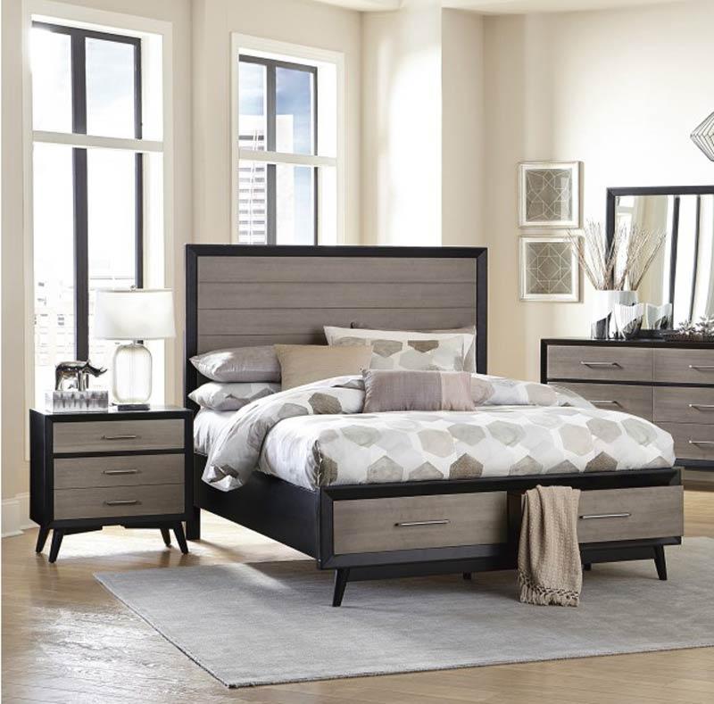 Homelegance - Raku 3 Piece Queen Platform Bedroom Set In Gray And Black - 1711-1-3Set