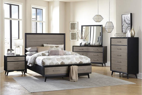 Homelegance - Raku 6 Piece Queen Platform Bedroom Set In Gray And Black - 1711-1-6Set