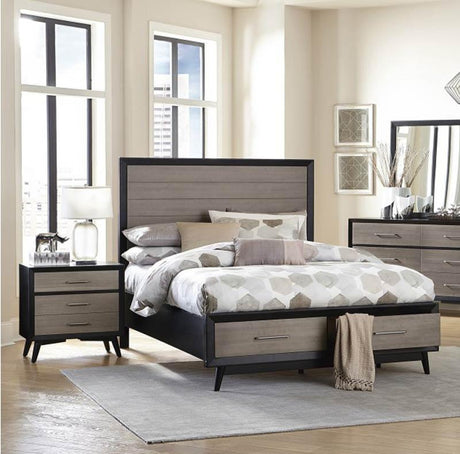 Homelegance - Raku 3 Piece Eastern King Platform Bedroom Set In Gray And Black - 1711K-1Ek-3Set