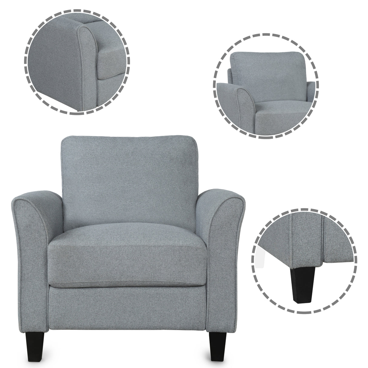 Living Room Furniture chair  and 3-seat Sofa (Gray) Home Elegance USA