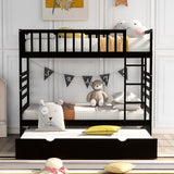 Orisfur. Twin Bunk Beds for Kids with Safety Rail and Movable Trundle bed - Home Elegance USA