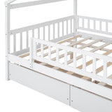 Full Size Wooden House Bed with Two Drawers, White - Home Elegance USA