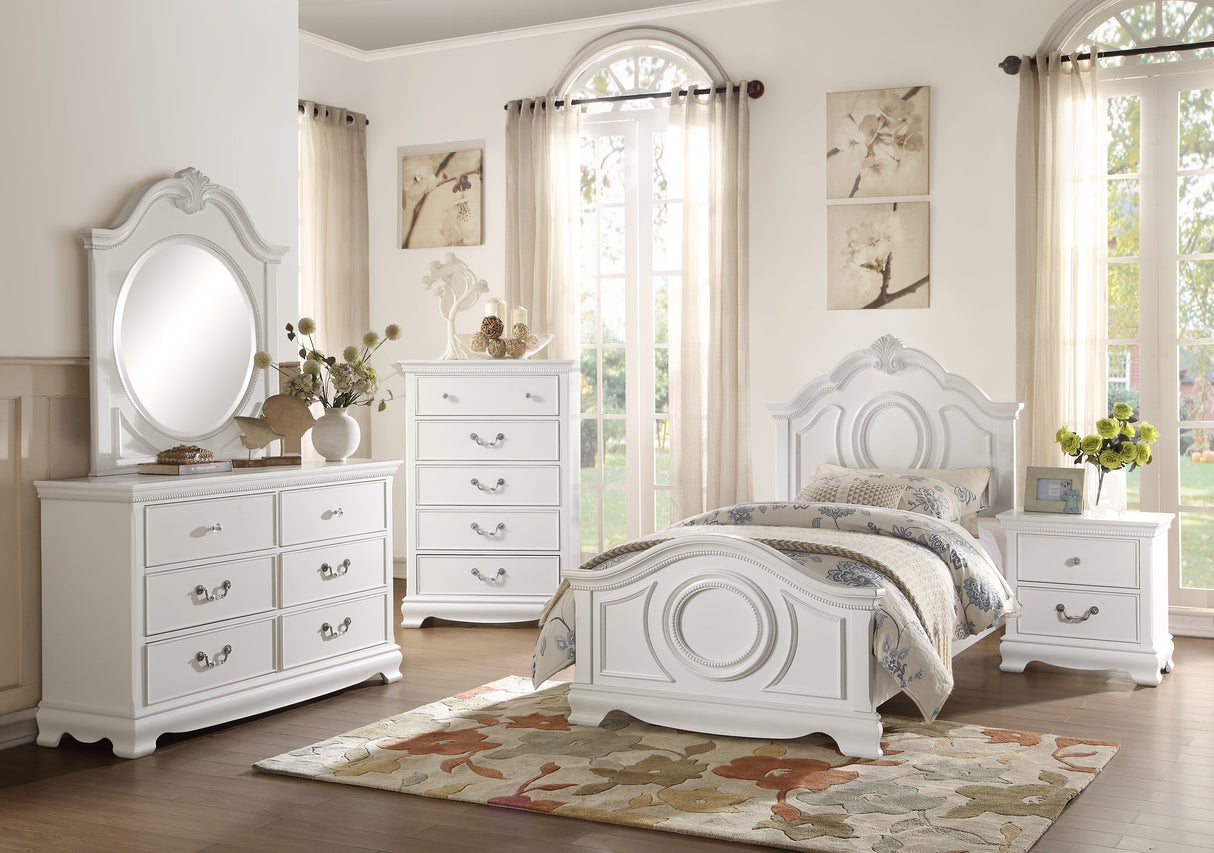 Classic Traditional Style Dresser of 6x Drawers White Finish Bedroom Antique Handles Wooden Furniture - Home Elegance USA